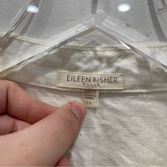 Eileen Fisher Mandarin Collar Linen Blazer Jacket Button Front White 1X - Picture 4 of 12